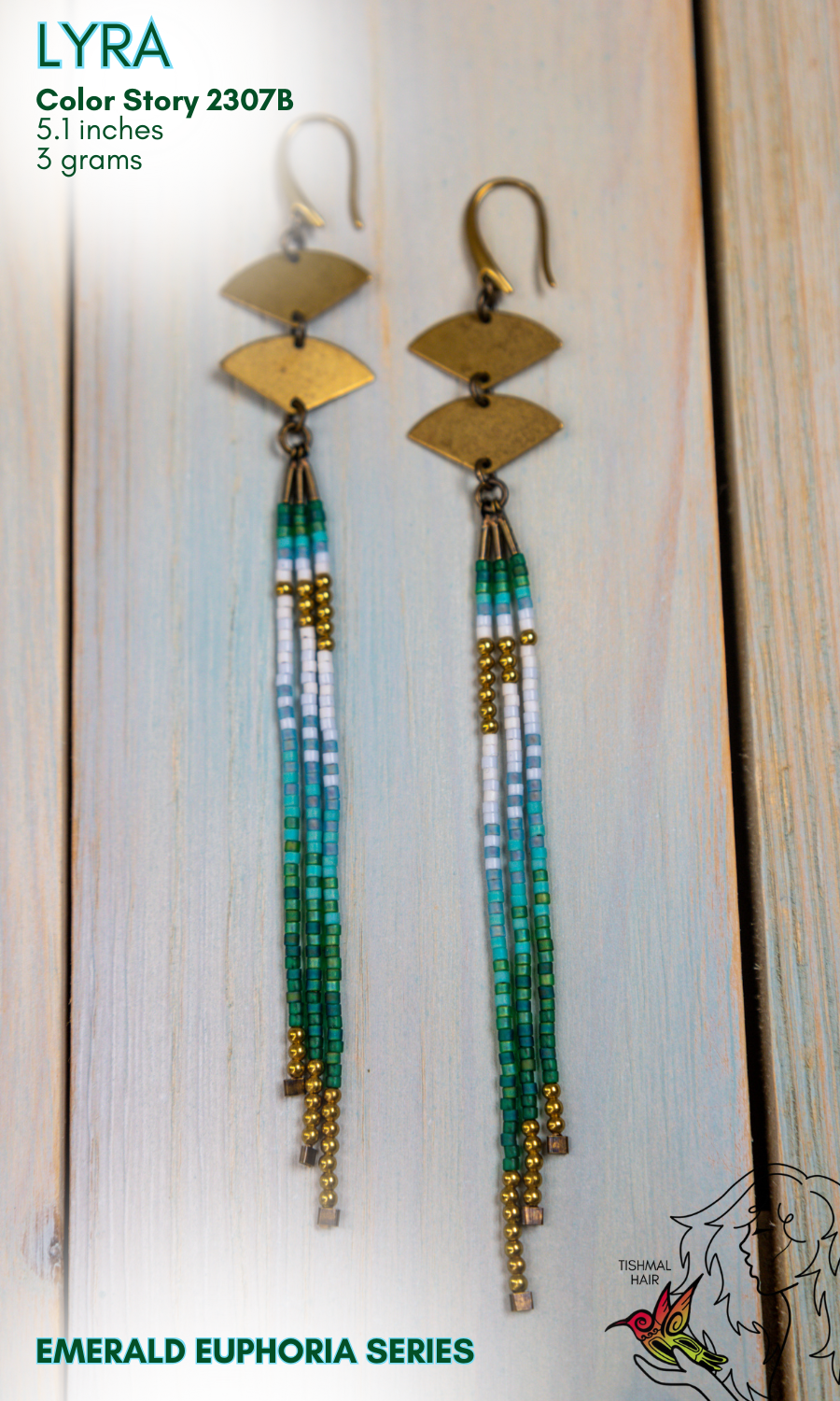 Emerald Euphoria Lyra Earrings 2307B