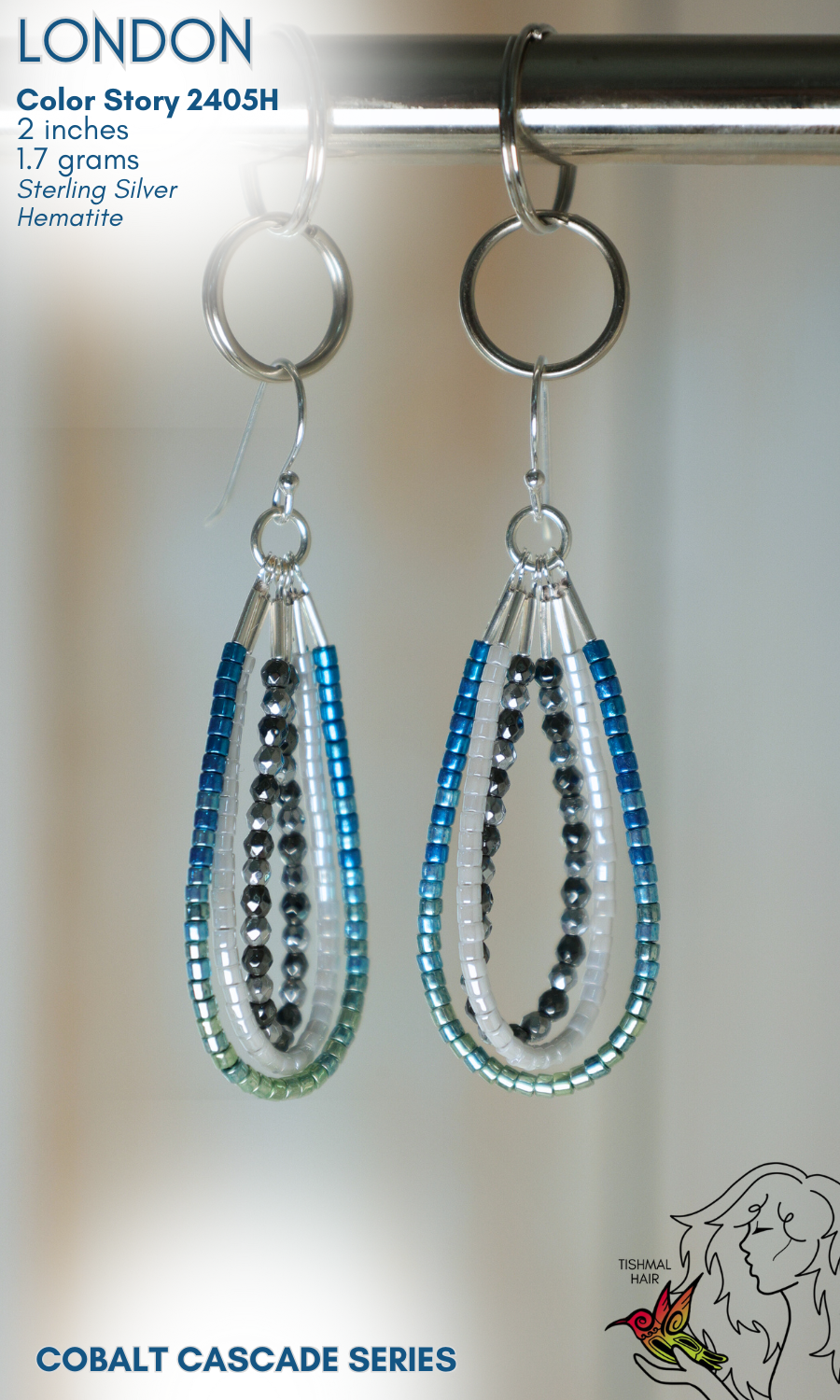 Cobalt Cascade London Earrings 2405H