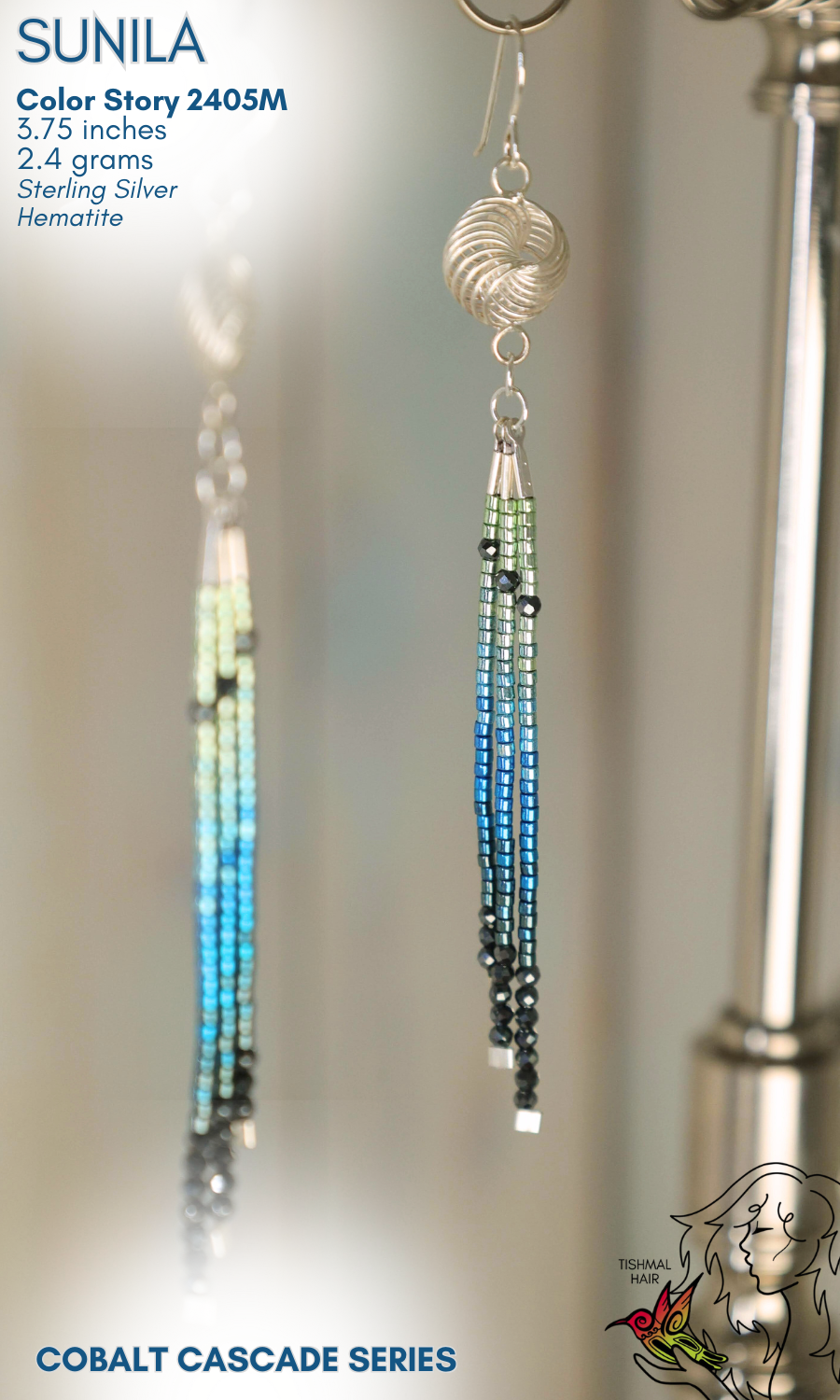 Cobalt Cascade Sunila Earrings 2405M