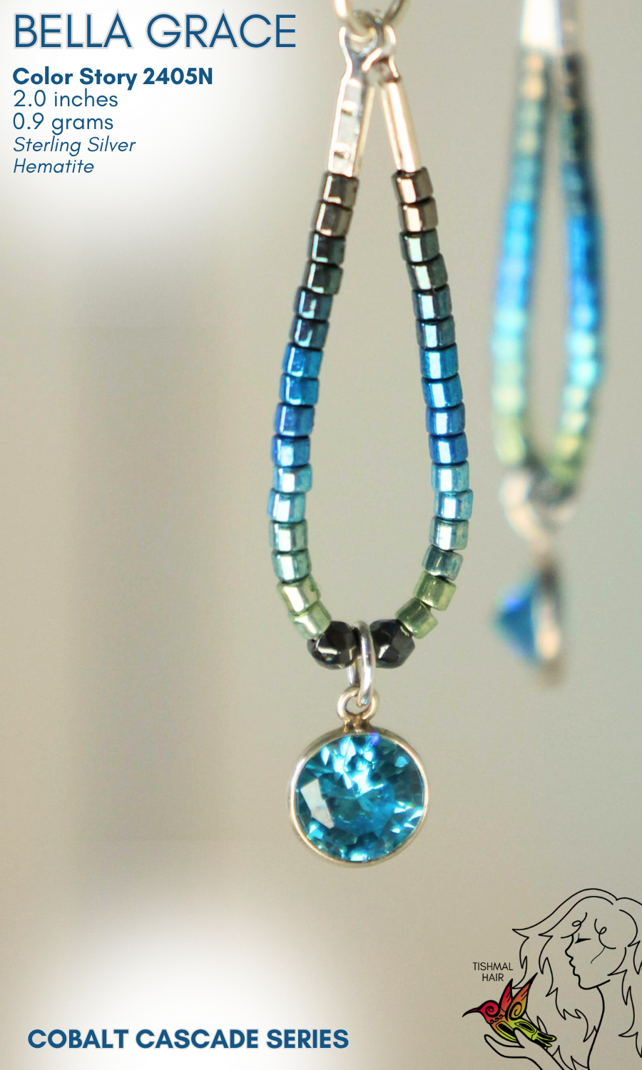 Cobalt Cascade Bella Grace Earrings 2405N