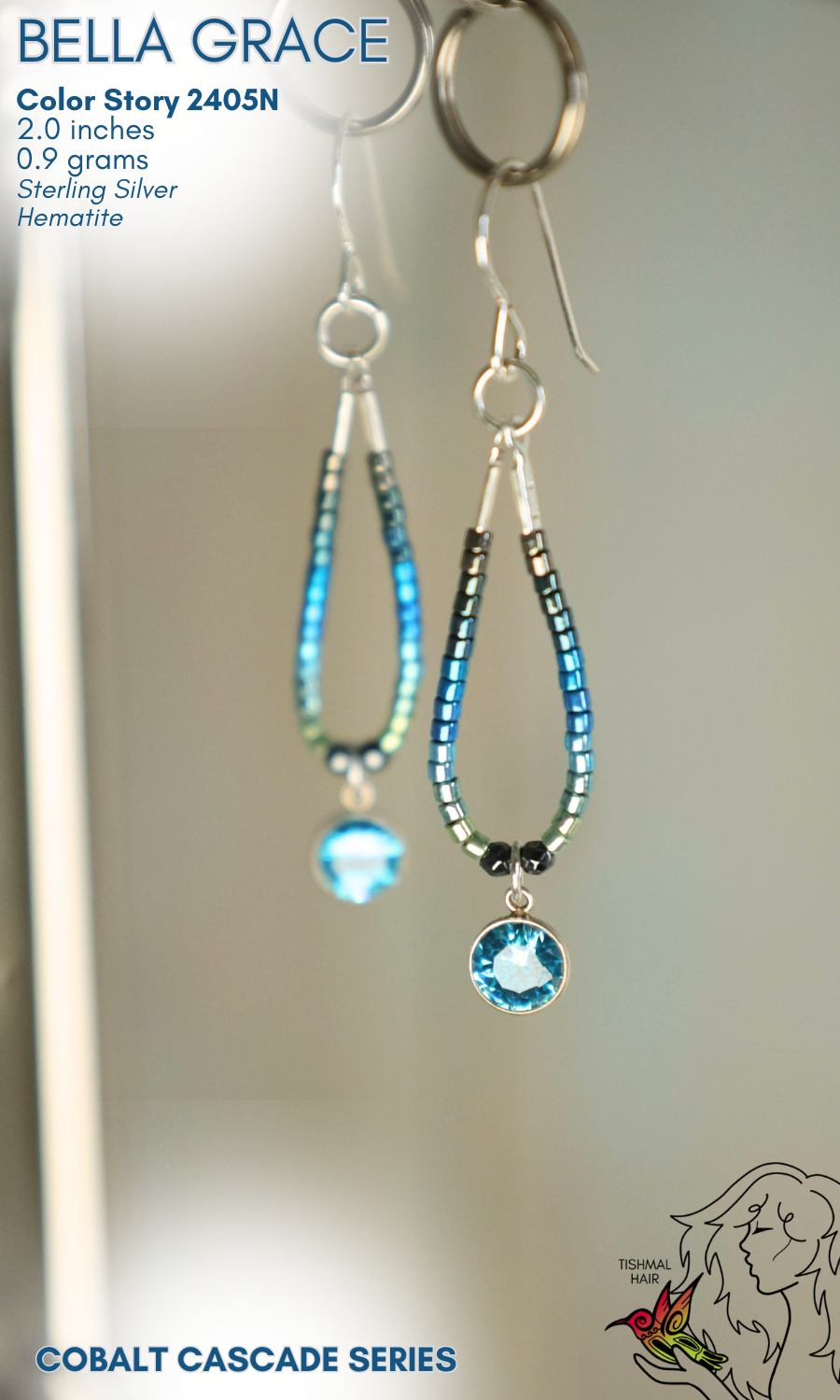 Cobalt Cascade Bella Grace Earrings 2405N
