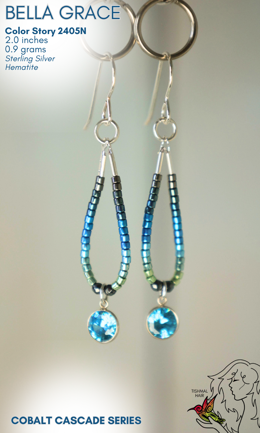 Cobalt Cascade Bella Grace Earrings 2405N