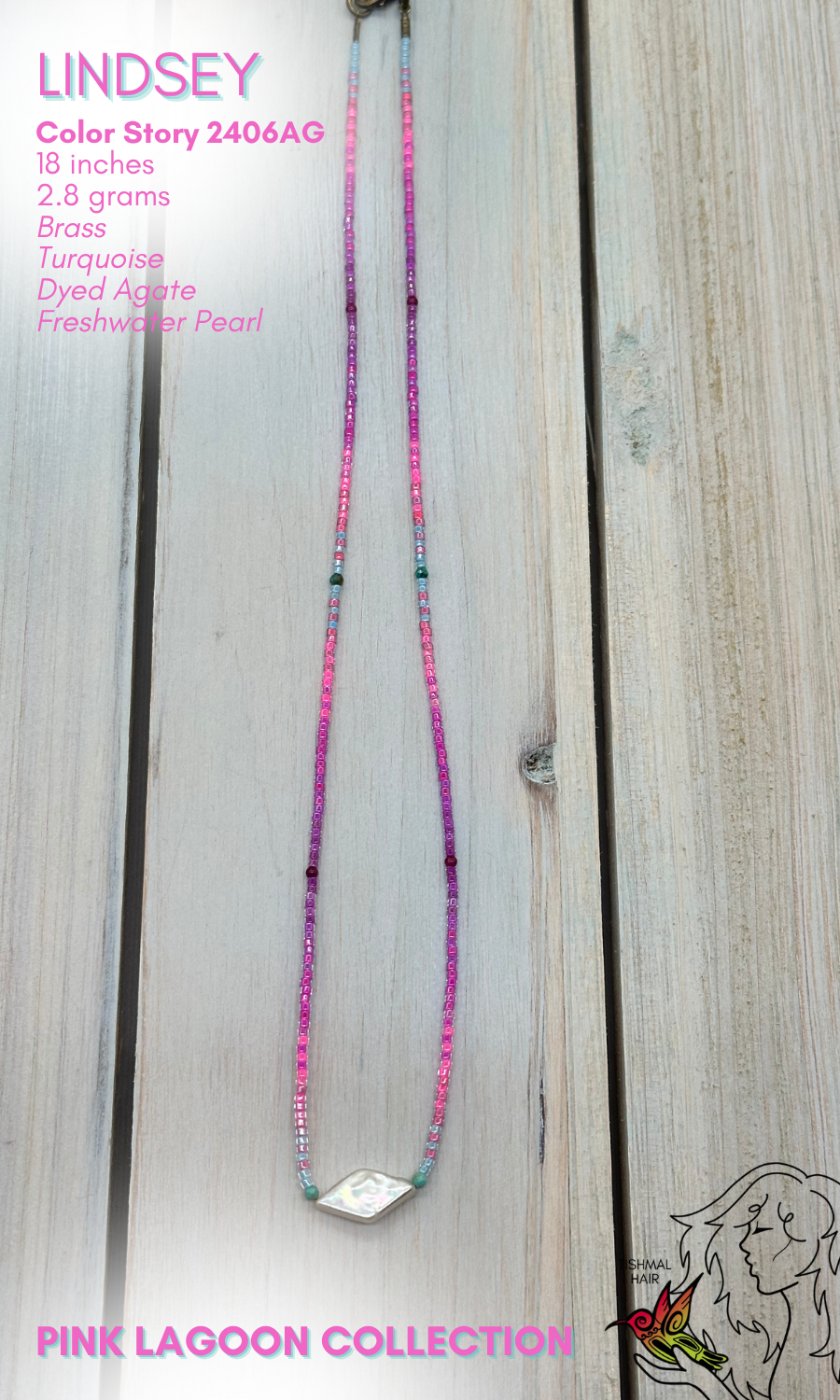 Pink Lagoon Lindsey Necklace 2406AG