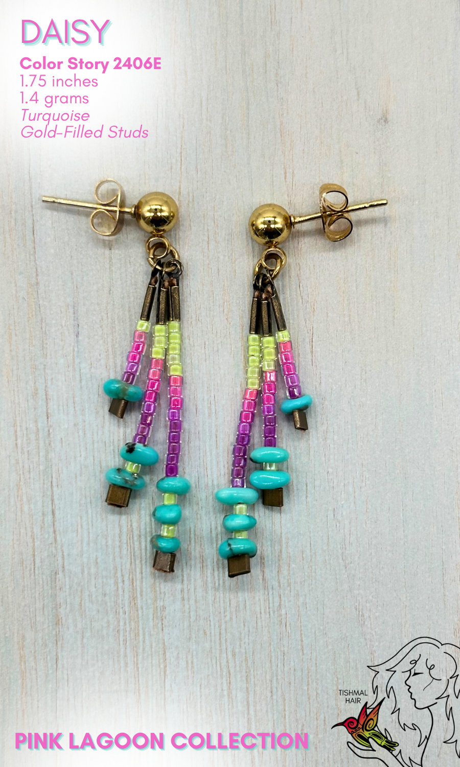 Pink Lagoon Daisy Earrings 2406E