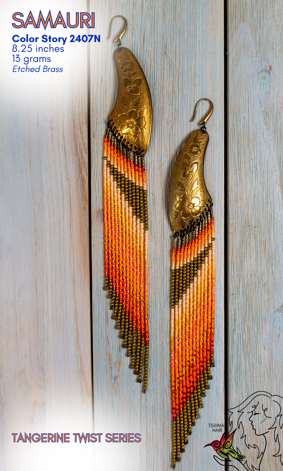 Tangerine Twist Samauri Earrings 2407N