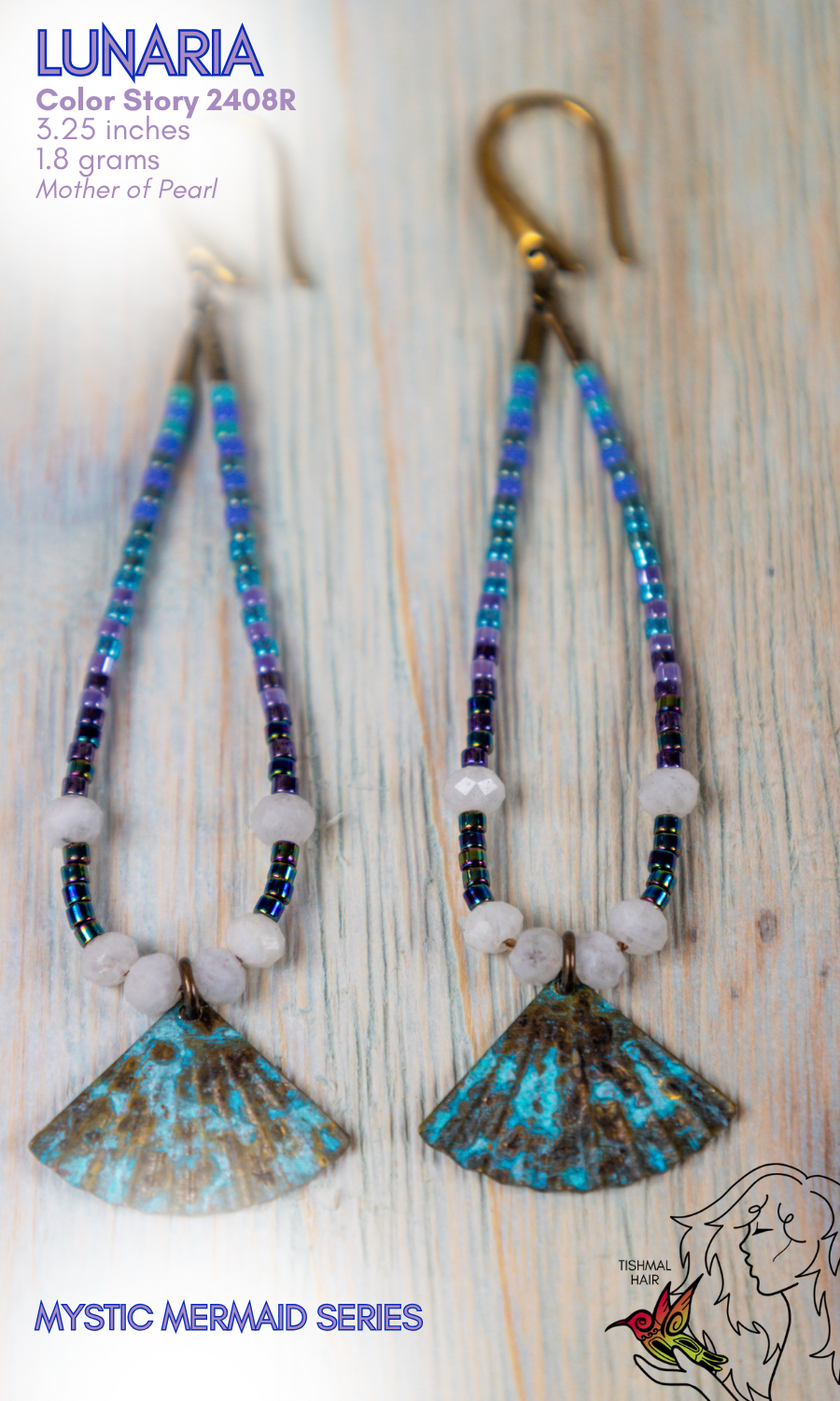 Mystic Mermaid Lunaria Earrings 2408R