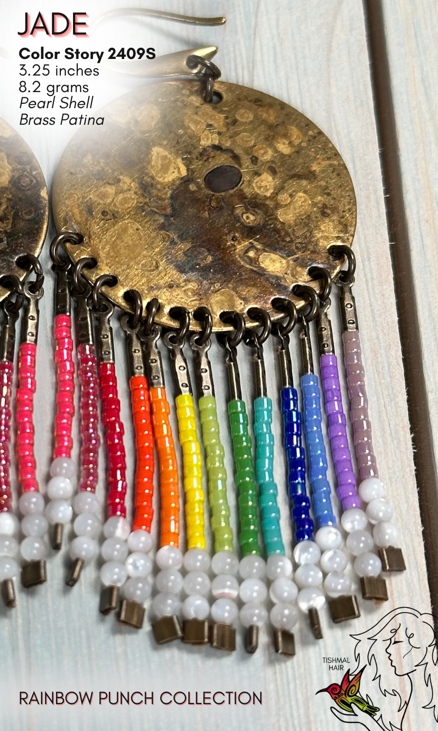 Rainbow Punch Jade Earrings 2409S