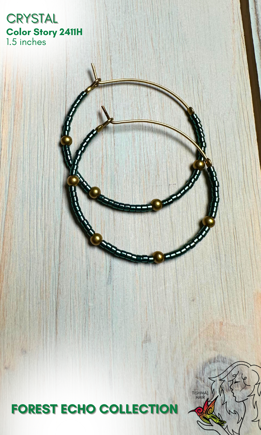 Forest Echo Crystal Hoop Earrings 2411H