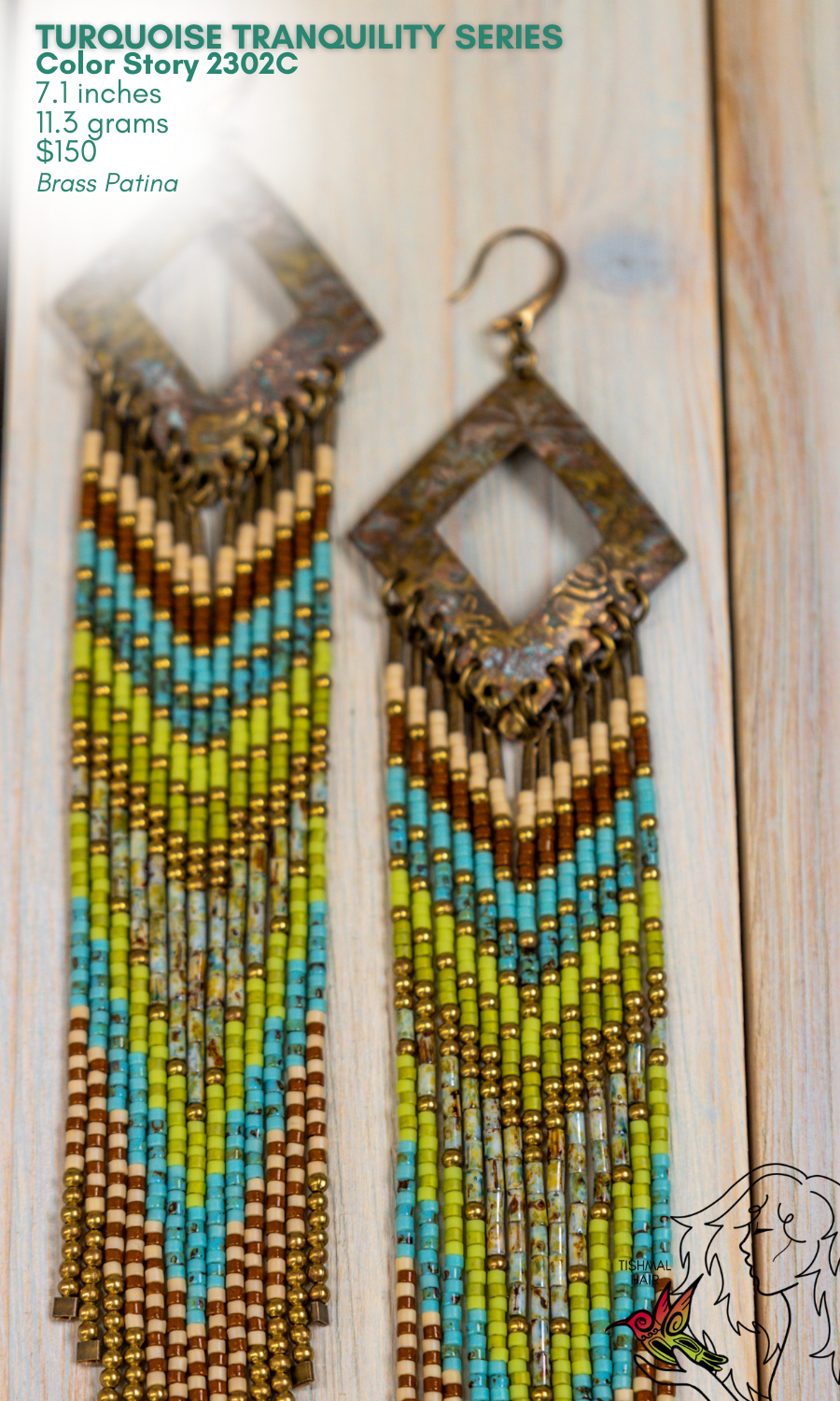 Fringe Drop Seed Bead Earrings Turquoise Tranquility Series Color Story 2302C