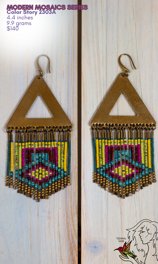 Fringe Drop Seed Bead Earrings Modern Mosaics Series Color Story 2303A