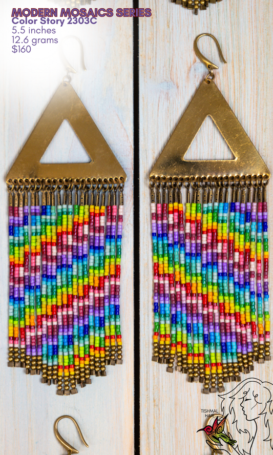 Fringe Drop Seed Bead Earrings Modern Mosaics Series Color Story 2303C