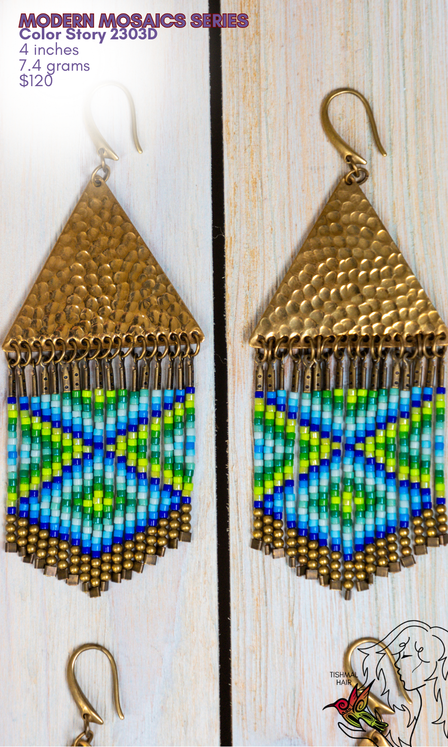 Fringe Drop Seed Bead Earrings Modern Mosaics Series Color Story 2303D