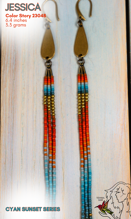 Cyan Sunset Jessica Earrings 2304B
