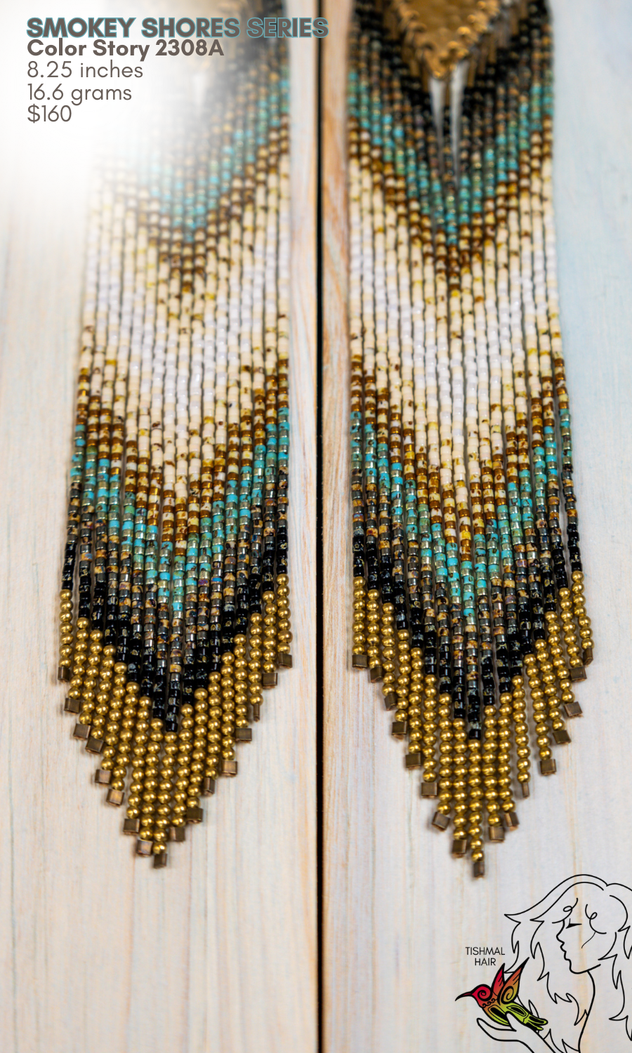 Fringe Drop Seed Bead Earrings Smokey Shores Series Color Story 2308A