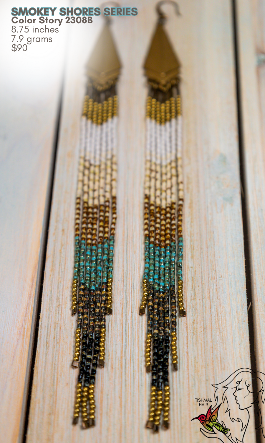 Fringe Drop Seed Bead Earrings Smokey Shores Series Color Story 2308B