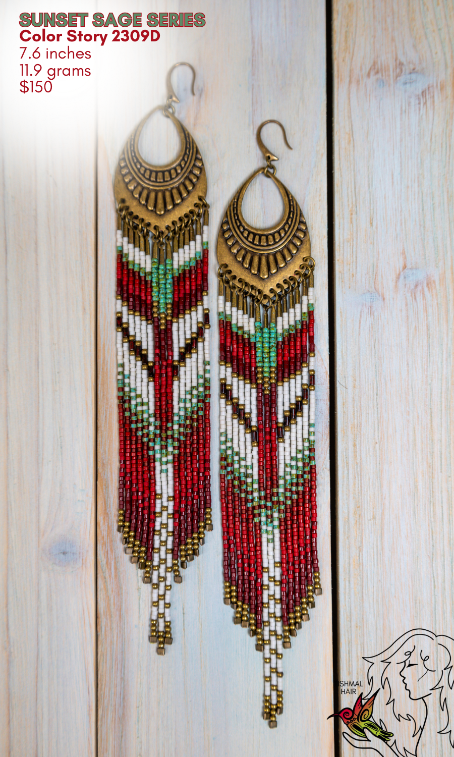 Fringe Drop Seed Bead Earrings Sunset Sage Series Color Story 2309D