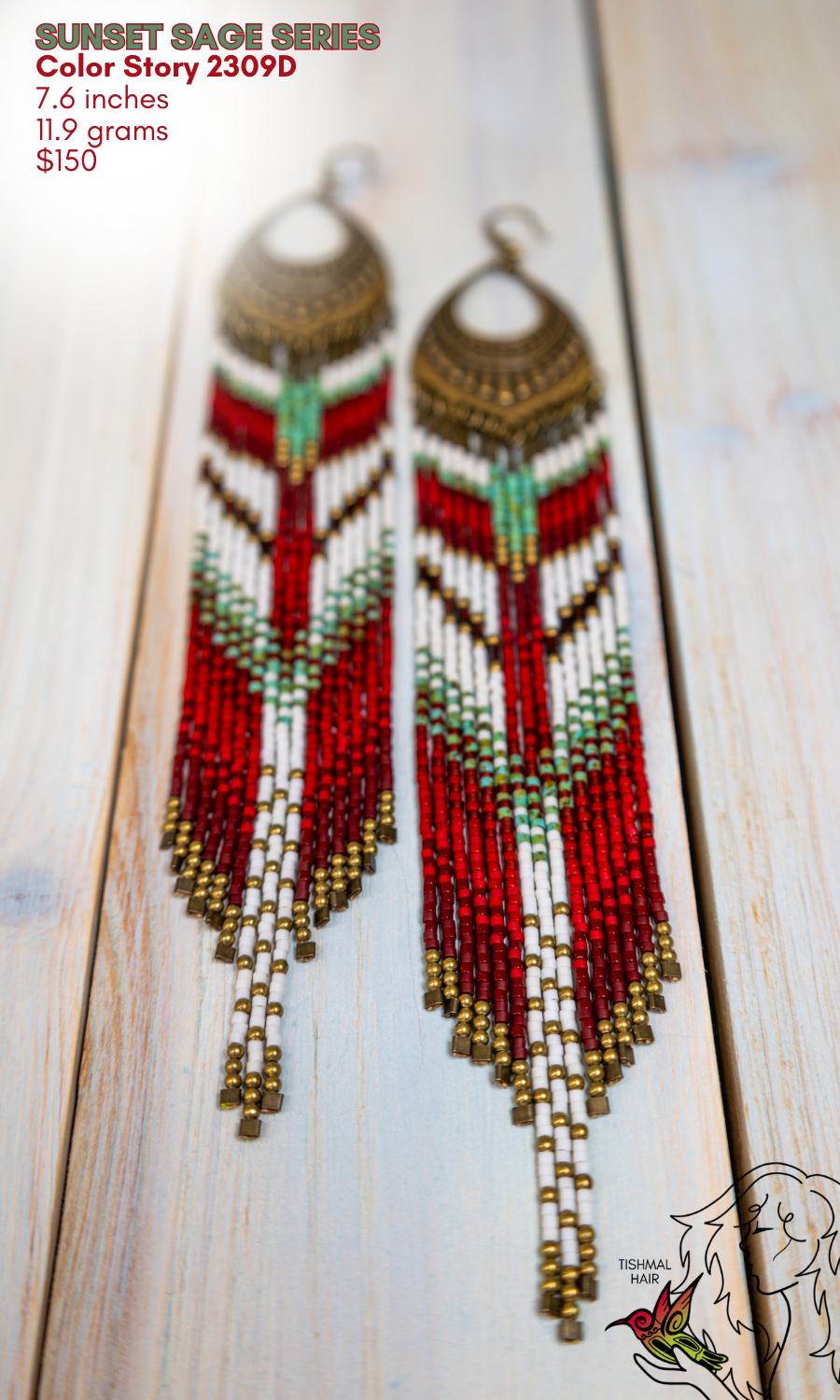 Fringe Drop Seed Bead Earrings Sunset Sage Series Color Story 2309D