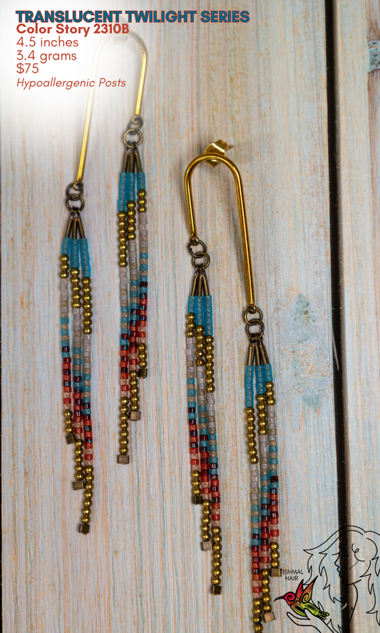 Fringe Drop Seed Bead Earrings Translucent Twilight Series Color Story 2310B