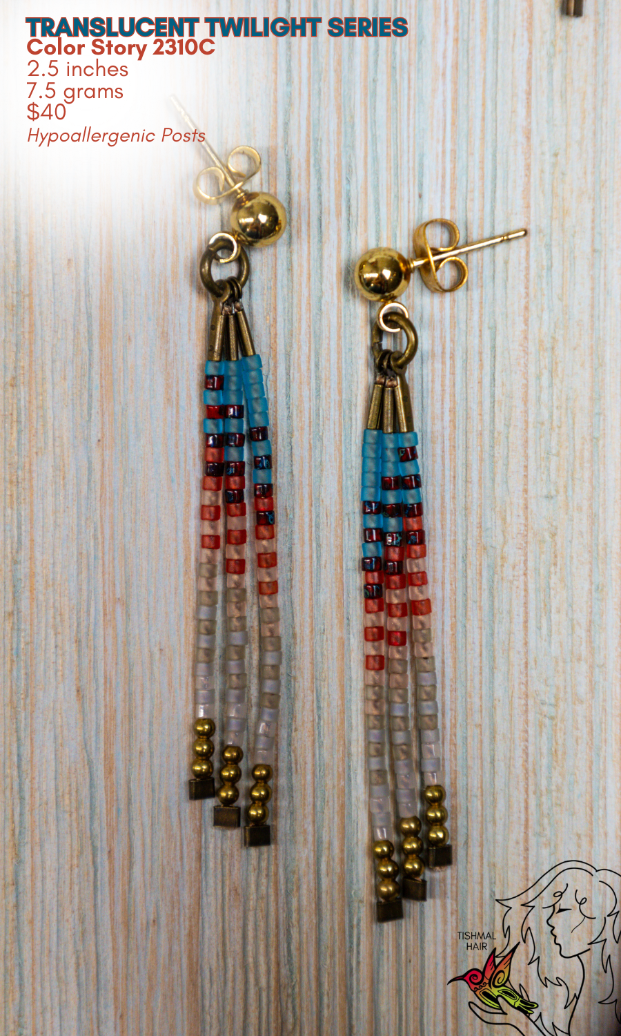 Fringe Drop Seed Bead Earrings Translucent Twilight Series Color Story 2310C