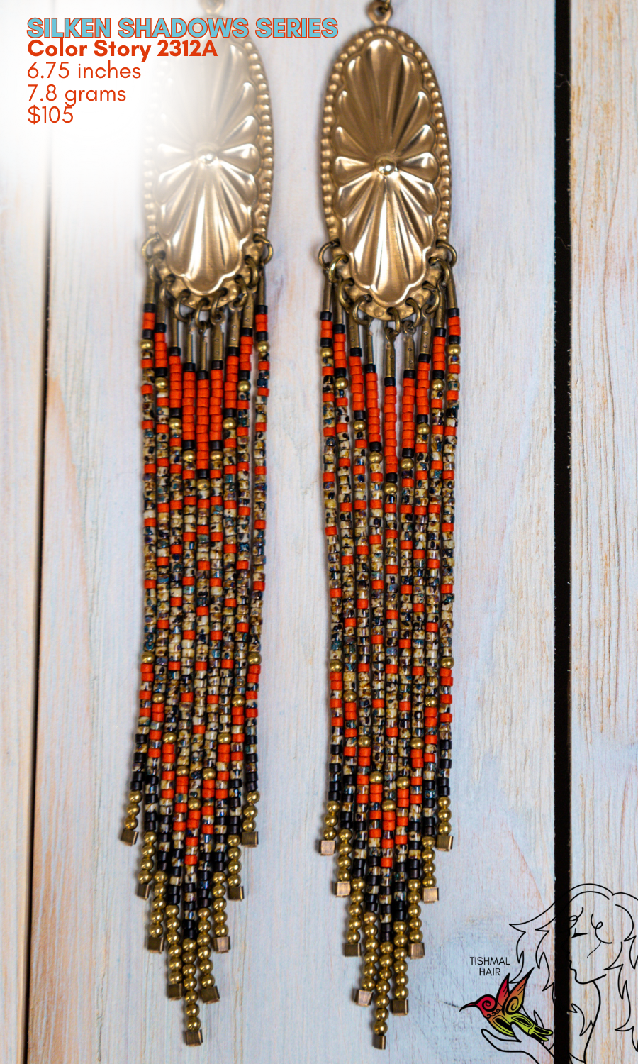 Fringe Drop Seed Bead Earrings Silken Shadows Series Color Story 2312A