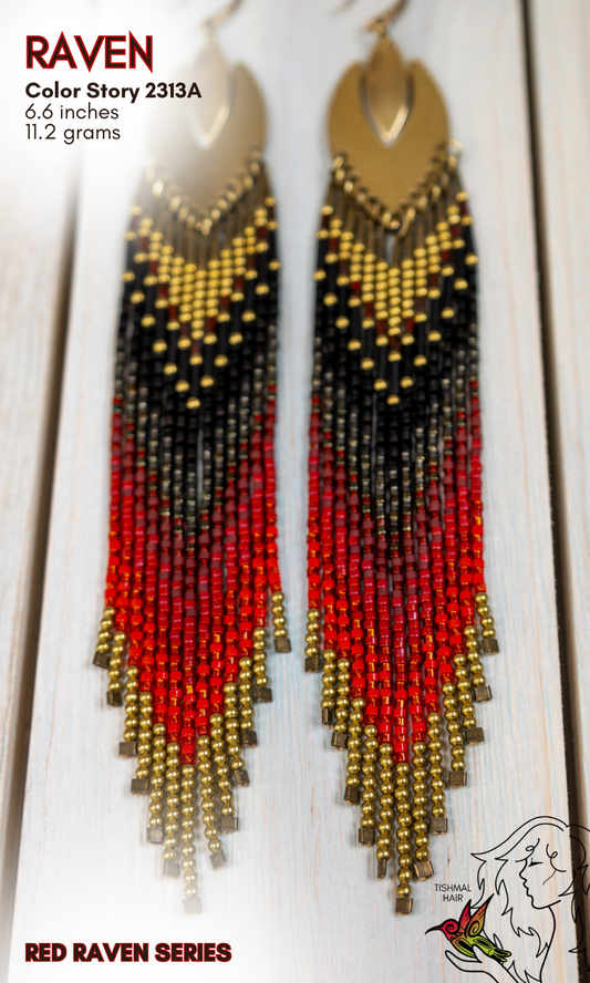 Red Raven Raven Earrings 2313A