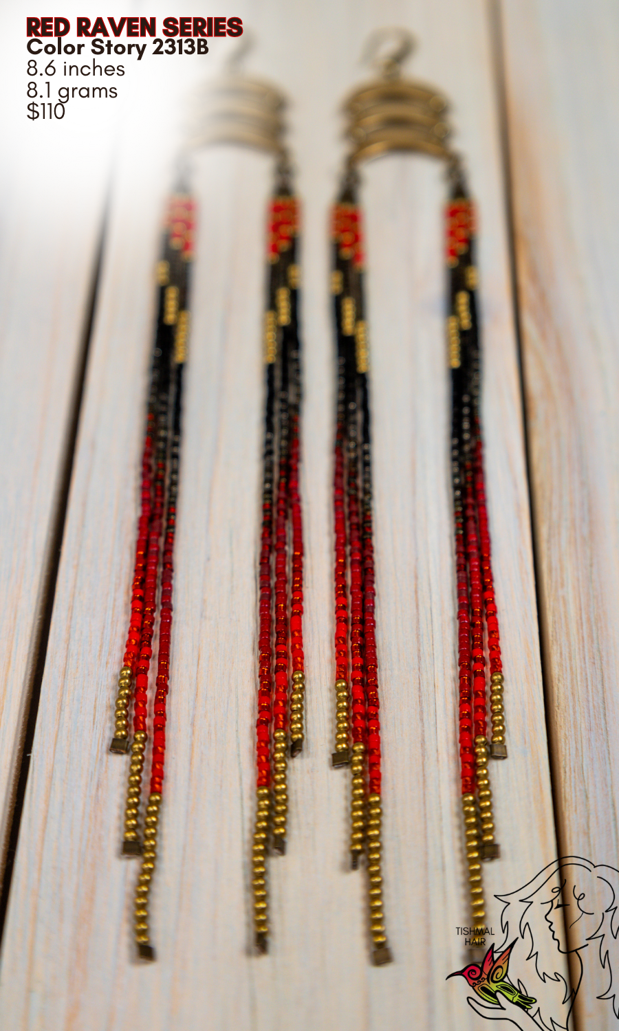 Fringe Drop Seed Bead Earrings Red Raven Series Color Story 2313B