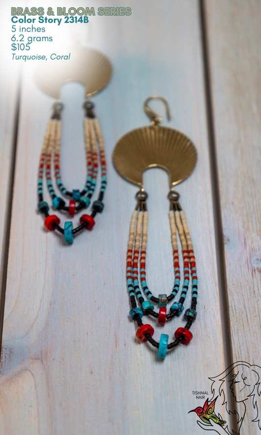 Fringe Drop Seed Bead Earrings Brass & Bloom Series Color Story 2314B