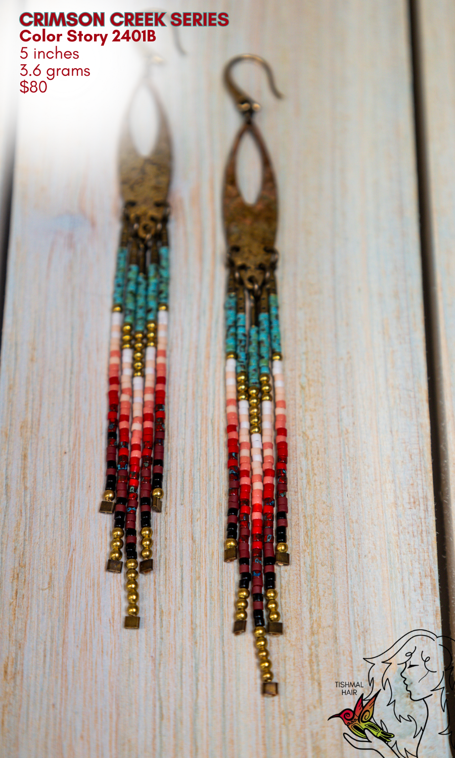 Fringe Drop Seed Bead Earrings Crimson Creek Series Color Story 2401B