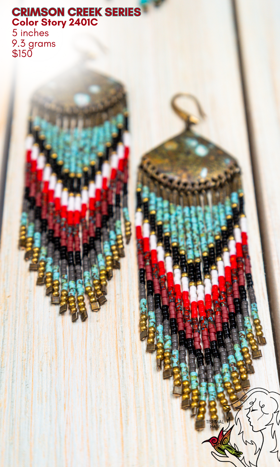 Fringe Drop Seed Bead Earrings Crimson Creek Series Color Story 2401C