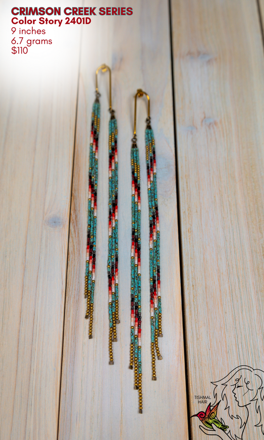 Fringe Drop Seed Bead Earrings Crimson Creek Series Color Story 2401D