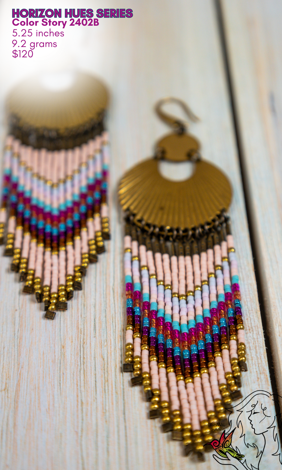 Fringe Drop Seed Bead Earrings Horizon Hues Series Color Story 2402B