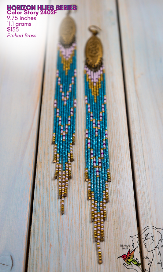 Fringe Drop Seed Bead Earrings Horizon Hues Series Color Story 2402F