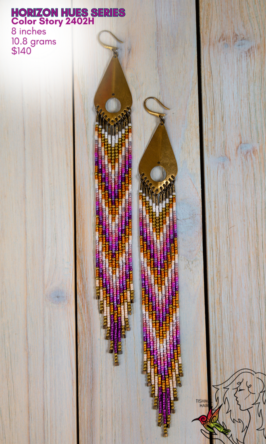 Fringe Drop Seed Bead Earrings Horizon Hues Series Color Story 2402H