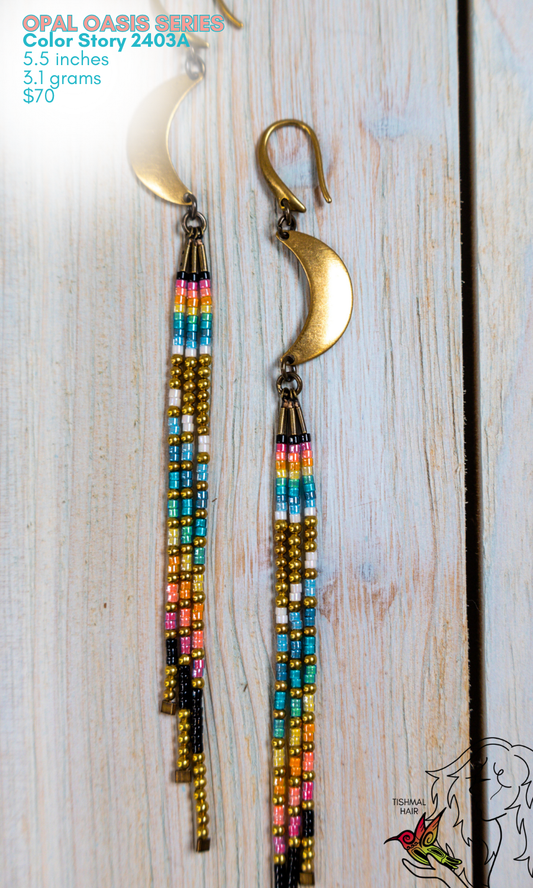 Fringe Drop Seed Bead Earrings Opal Oasis Series Color Story 2403A