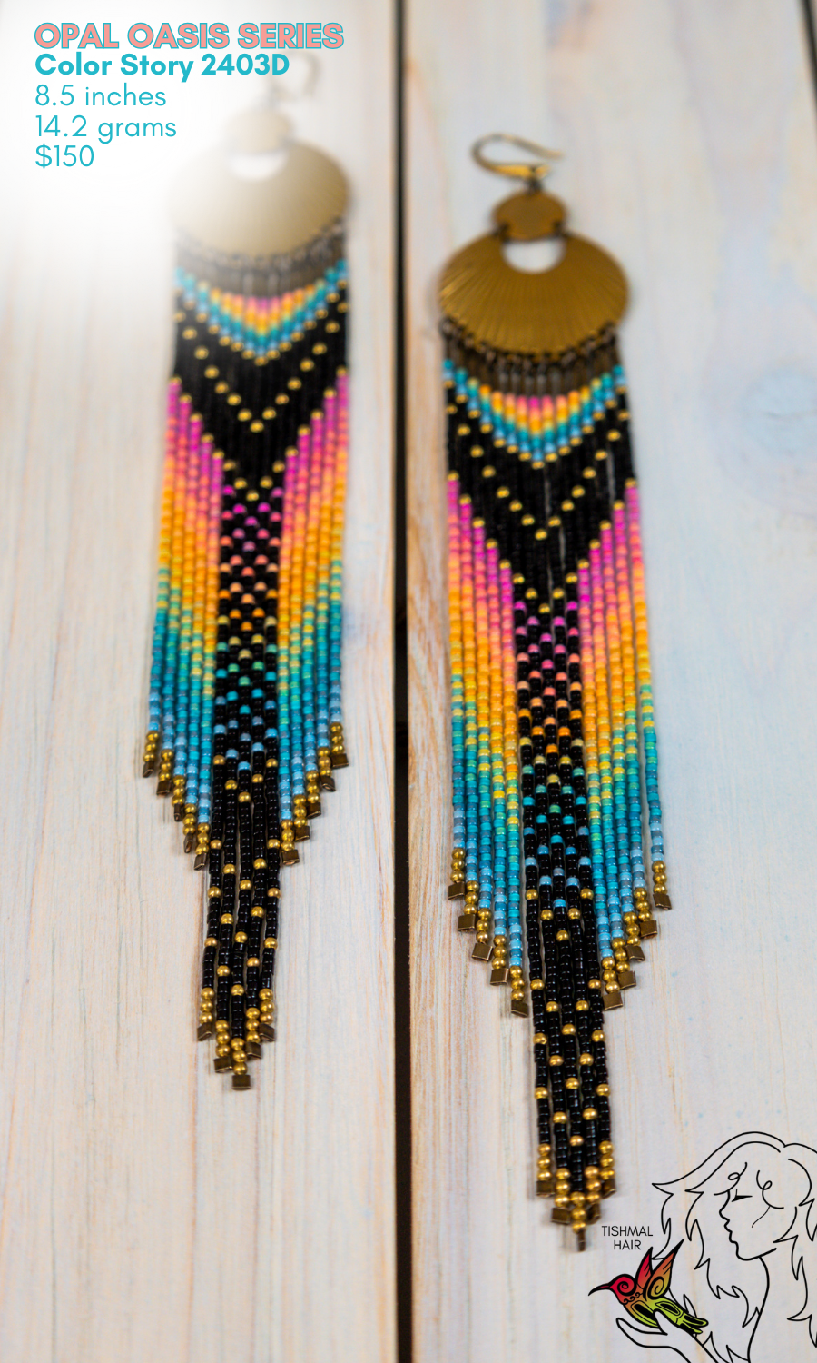 Fringe Drop Seed Bead Earrings Opal Oasis Series Color Story 2403D