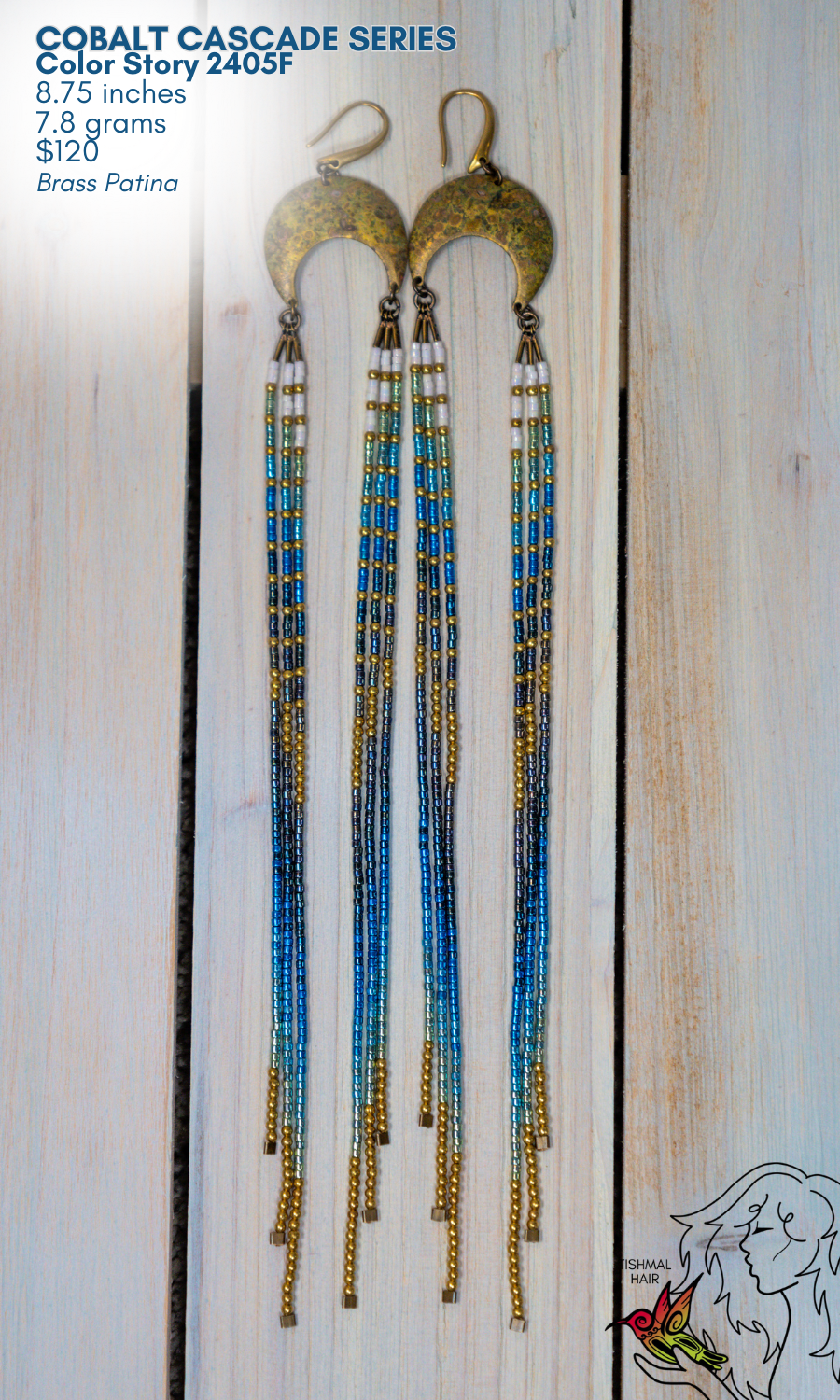 Fringe Drop Seed Bead Earrings Cobalt Cascade Series Color Story 2405F