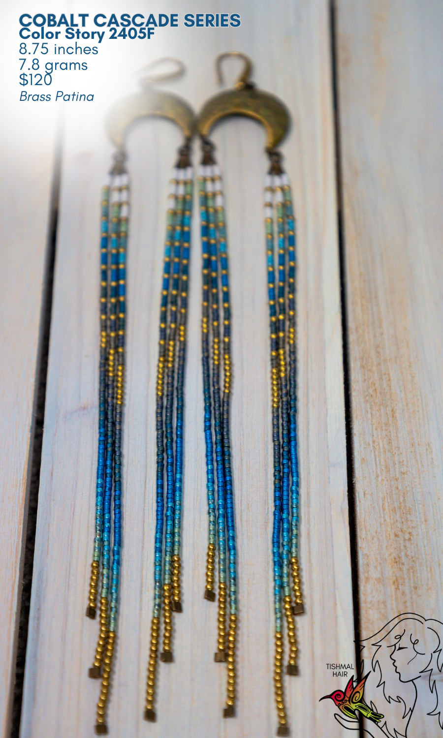 Fringe Drop Seed Bead Earrings Cobalt Cascade Series Color Story 2405F