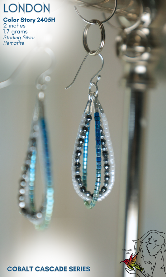 Cobalt Cascade London Earrings 2405H