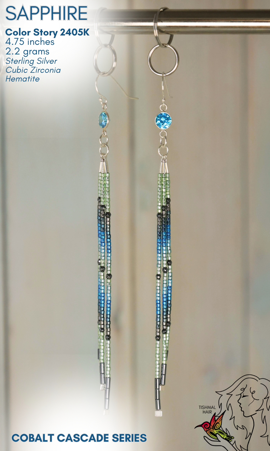 Cobalt Cascade Sapphire Earrings 2405K