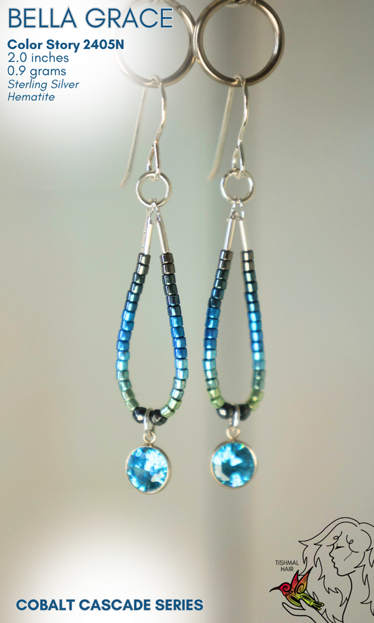 Cobalt Cascade Bella Grace Earrings 2405N