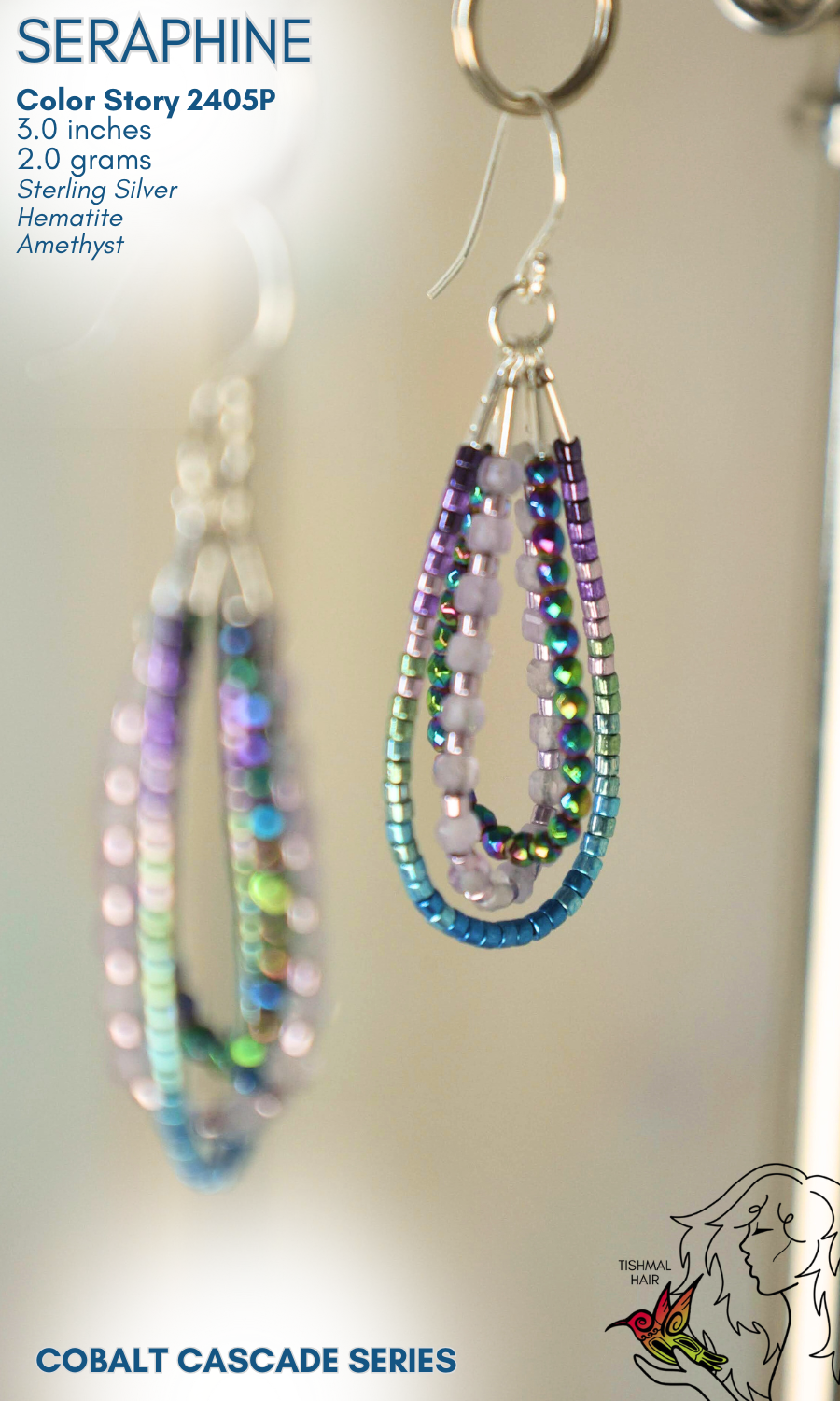 Cobalt Cascade Seraphine Earrings 2405P