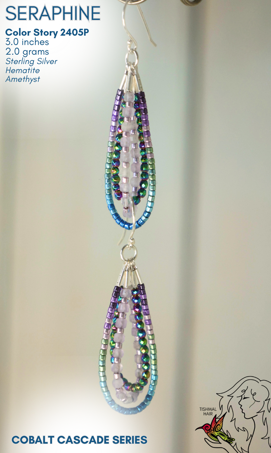 Cobalt Cascade Seraphine Earrings 2405P