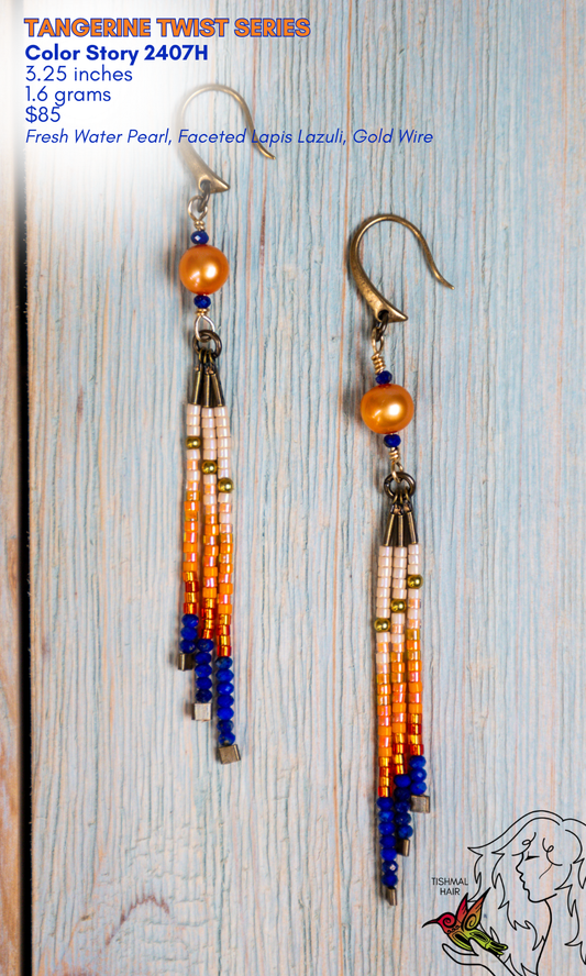 Drop Seed Bead Earrings Tangerine Twist Series Color Story 2407H