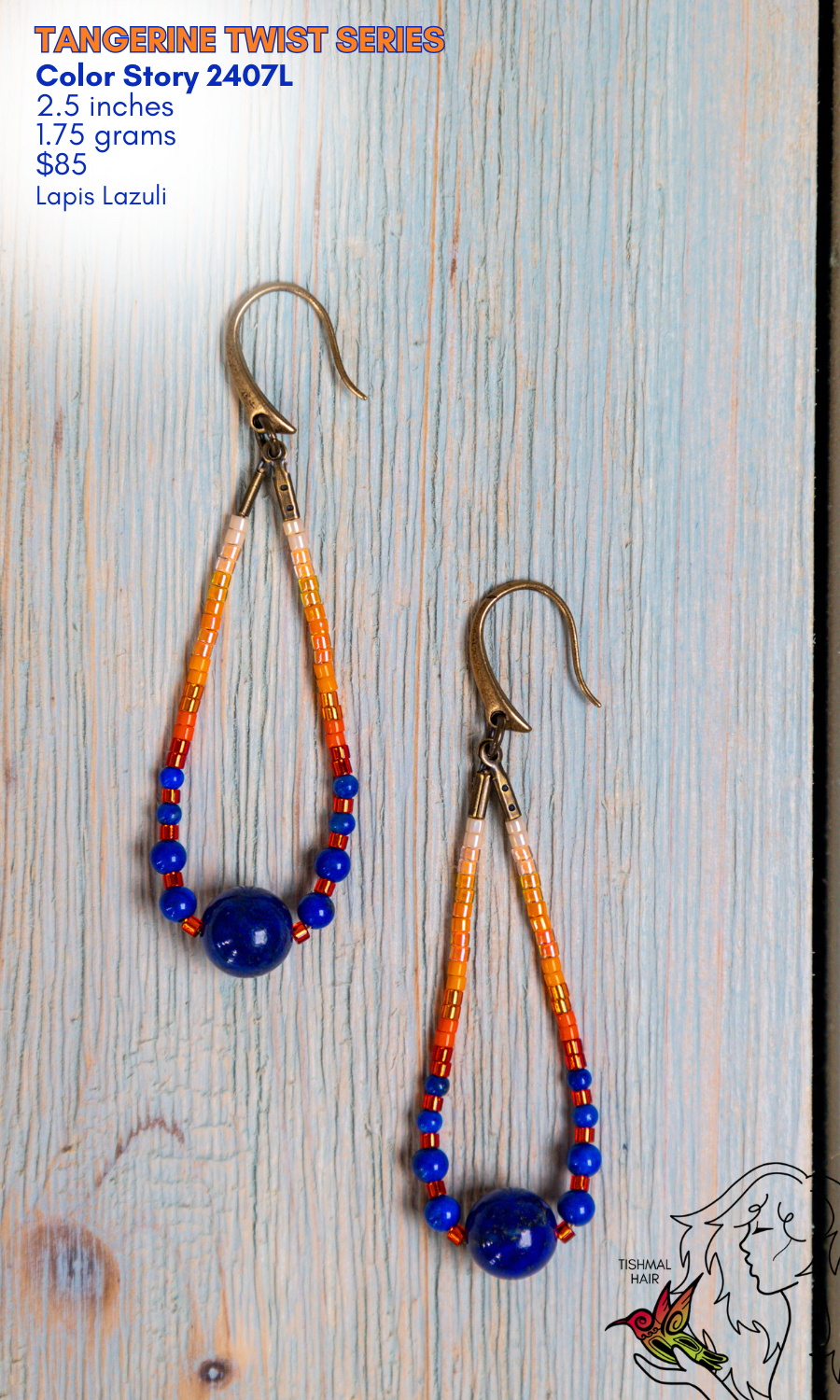 Drop Seed Bead Earrings Tangerine Twist Series Color Story 2407L