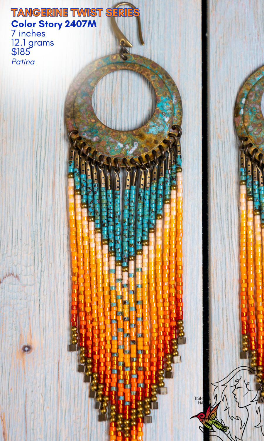 Drop Seed Bead Earrings Tangerine Twist Series Color Story 2407M