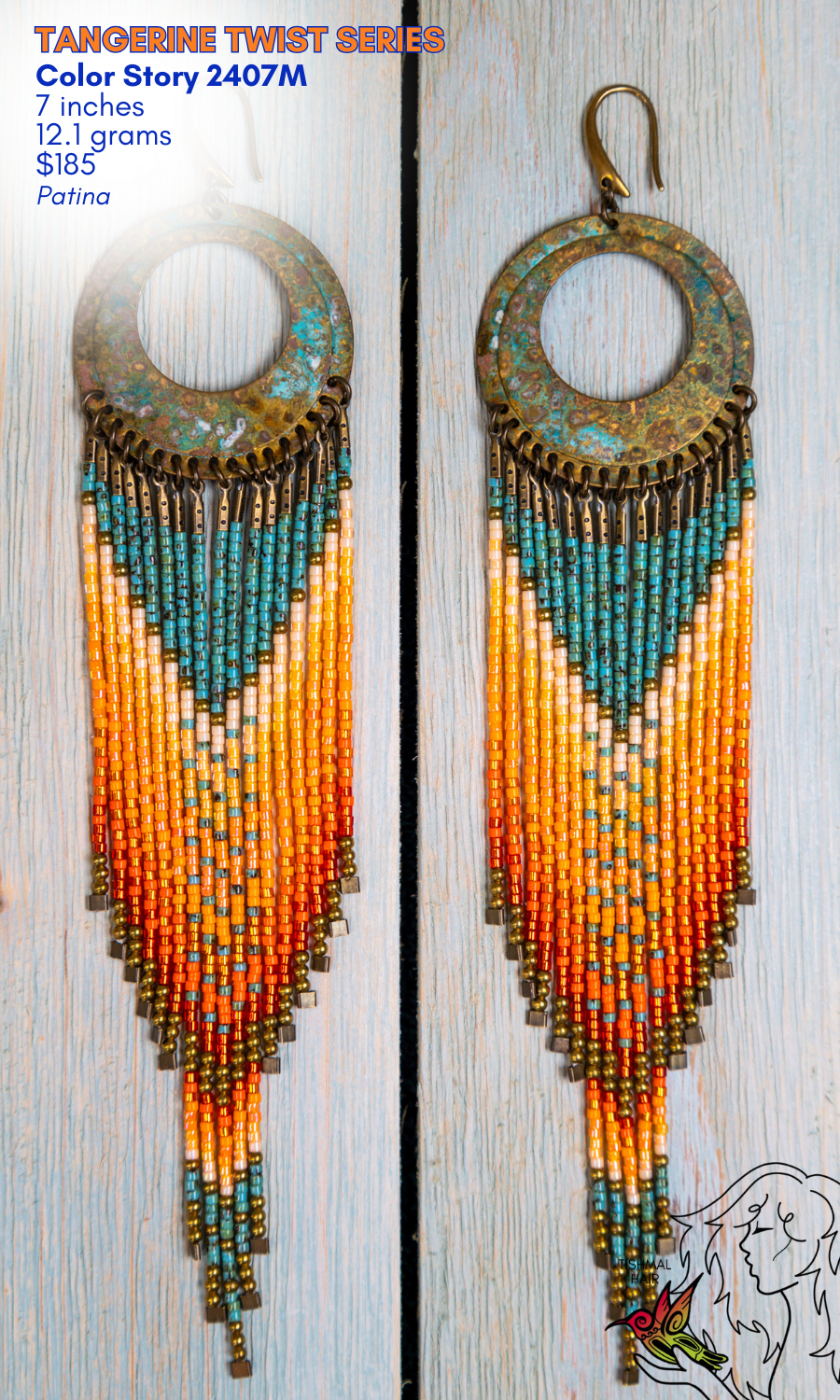 Drop Seed Bead Earrings Tangerine Twist Series Color Story 2407M