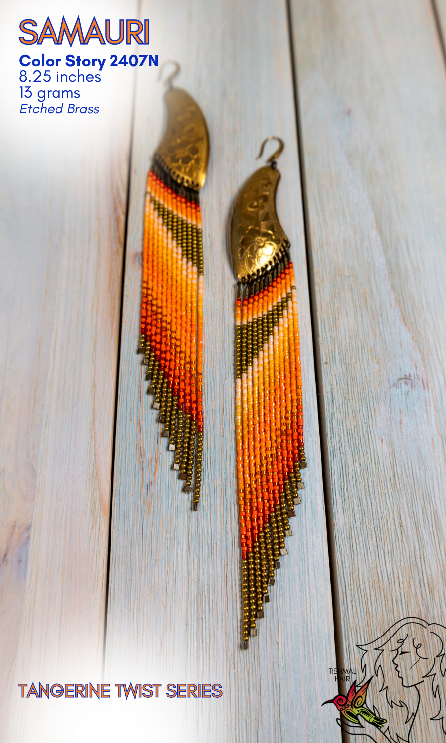 Tangerine Twist Samauri Earrings 2407N