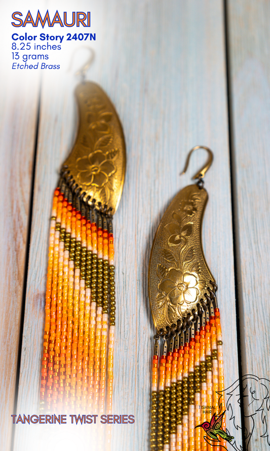 Tangerine Twist Samauri Earrings 2407N