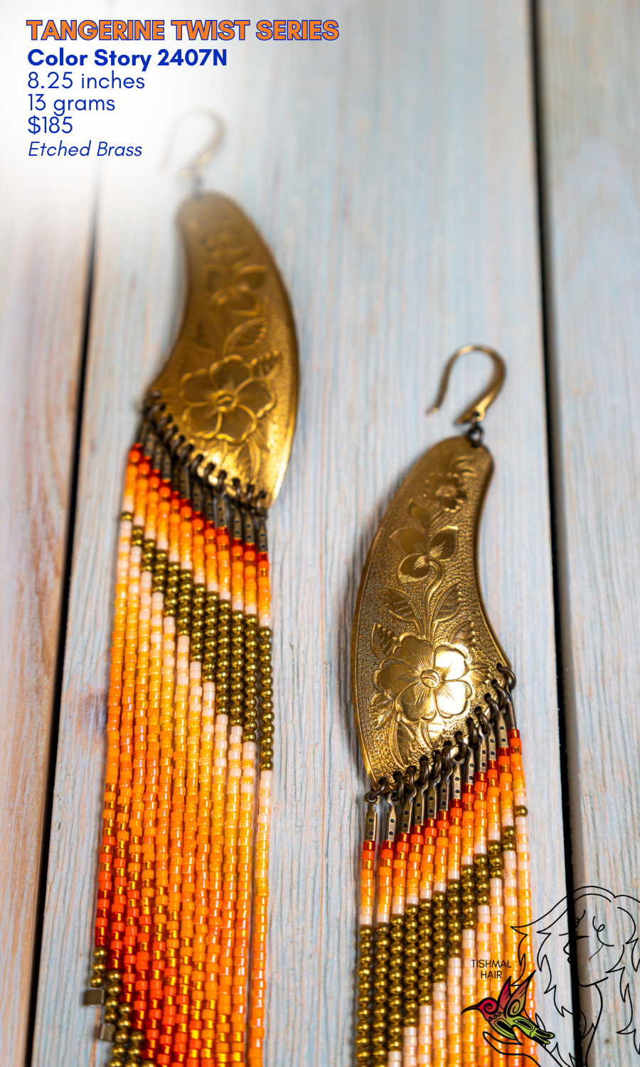 Drop Seed Bead Earrings Tangerine Twist Series Color Story 2407N