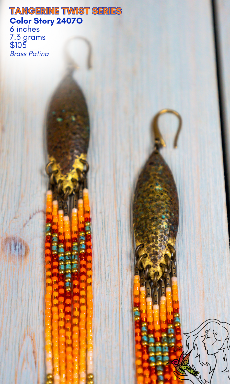 Drop Seed Bead Earrings Tangerine Twist Series Color Story 2407O